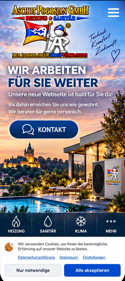 Aschot Pogosjan GmbH – mobile Übergangsseite